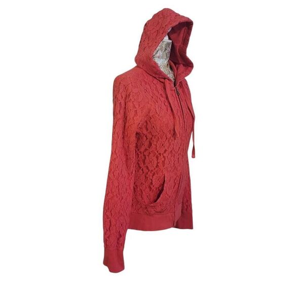 Aéropostale Pink Lace Hoodie Sweatshirt Lightweight Jacket - Picture 6 of 12